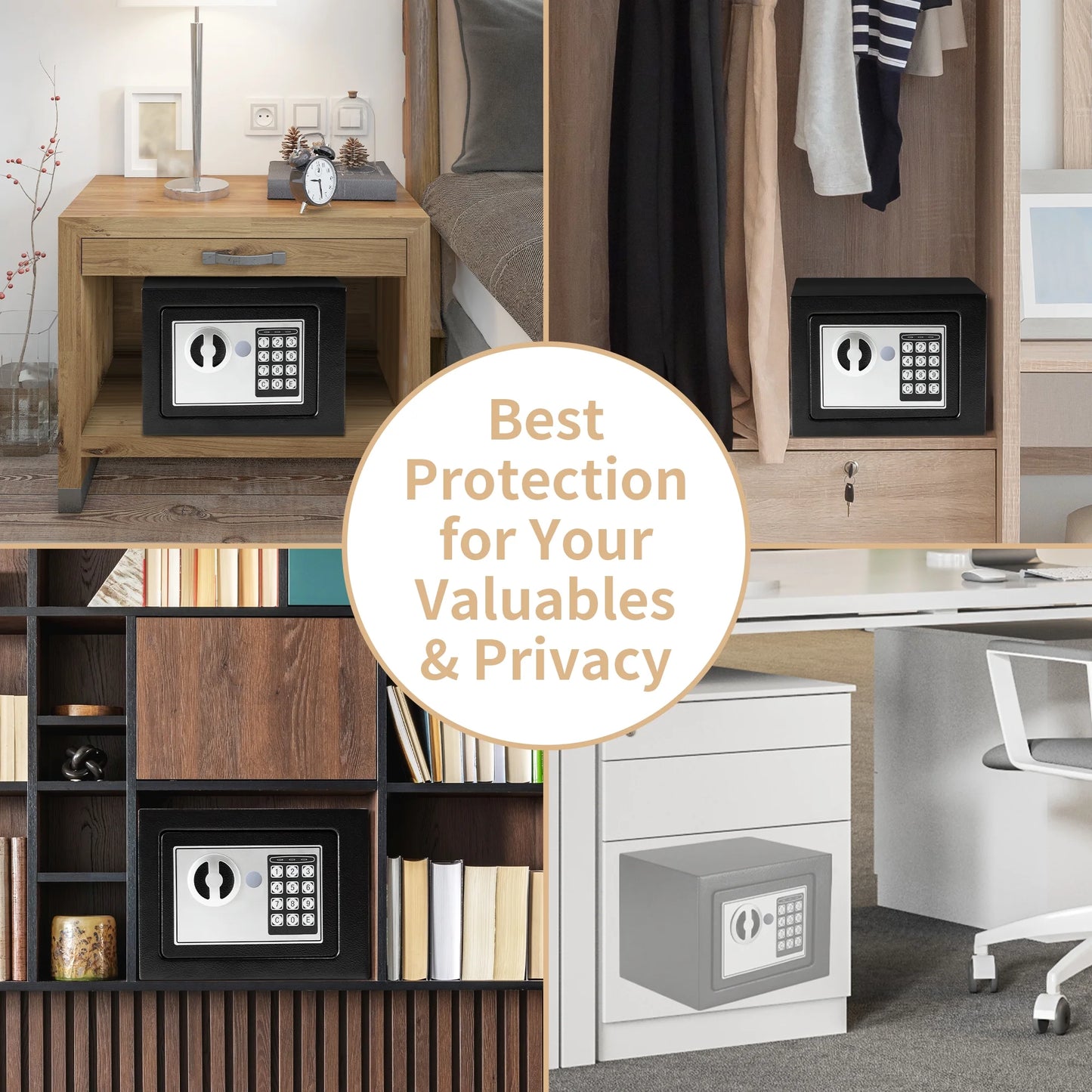 0.2 Cubic Feet Electronic Digital Safe Box, Steel Money Safe Box for Home with Fireproof Money Bag for Cash Safe Hidden