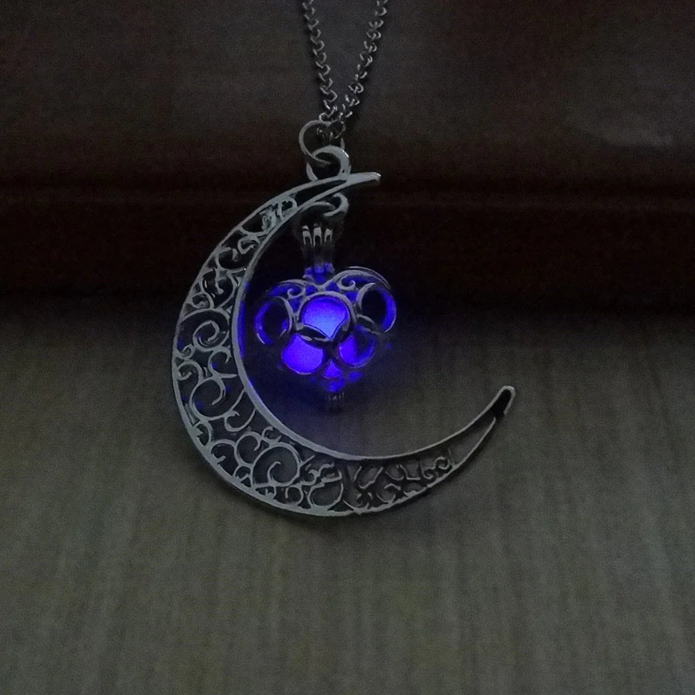 Glowing Moon Chain Pendant Necklaces