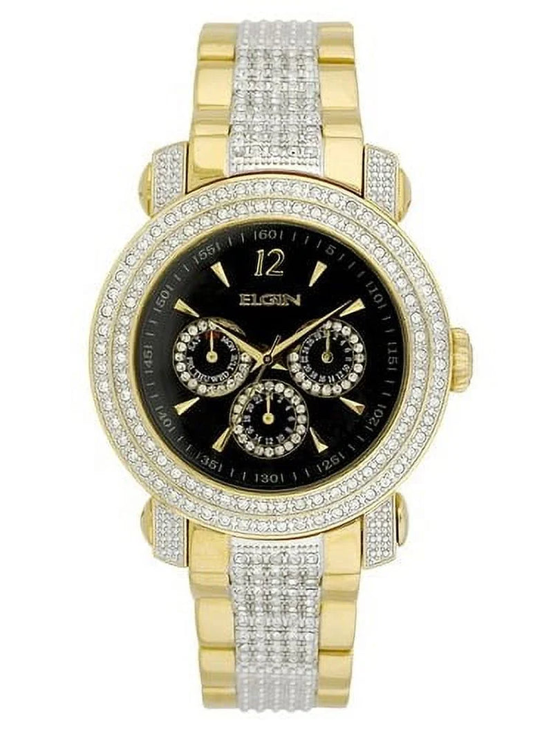 Adult Male Gents 3-Subdial Double Layer Watch Gold-Tone (FG507S)