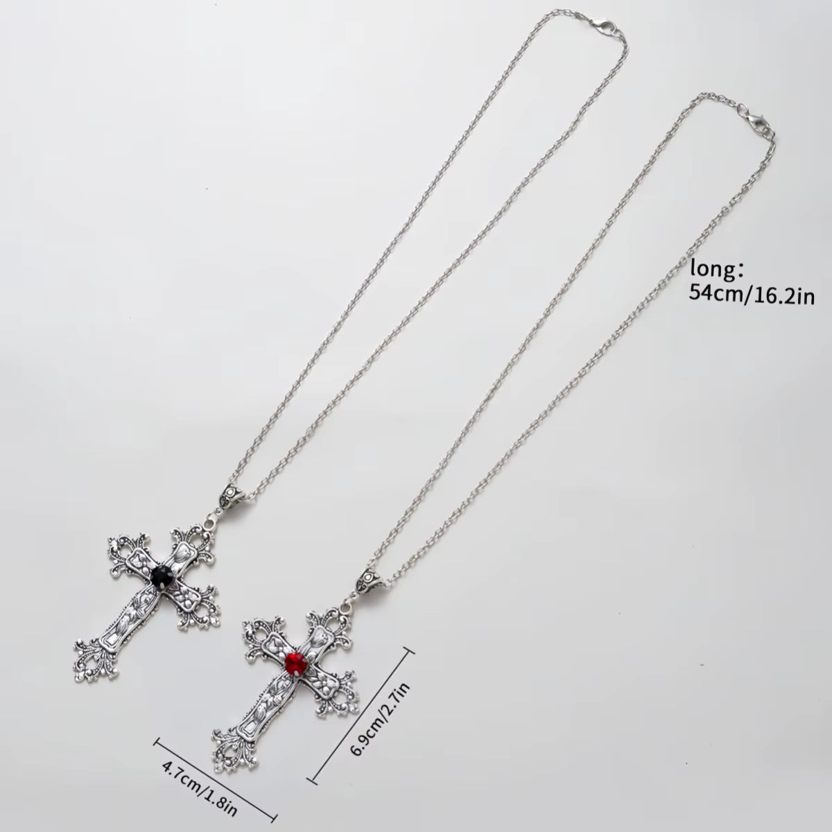 Y2K Punk Crystal Big Cross Pendant Necklaces for Women Men Gothic Irregular Cross Clavicle Chain Necklaces Aesthetic Jewelry