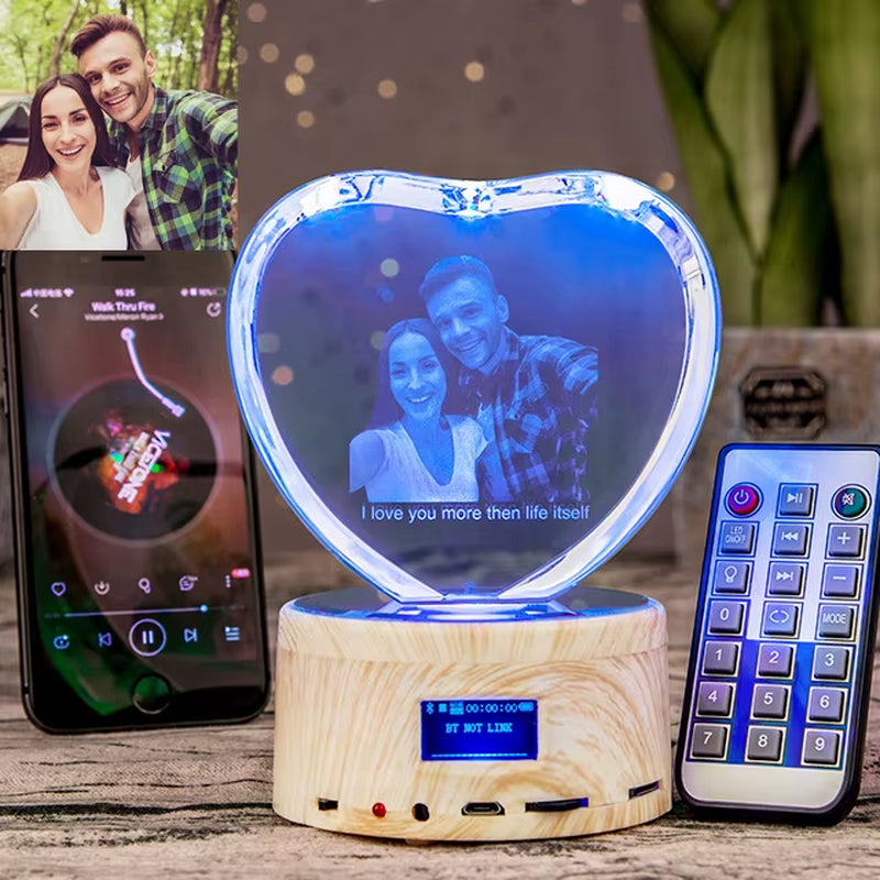 Rgb Lamp Love Crystal Custom 3D Laser Etched Photo Frame Engrave Crystal Glass Wedding Birthday Gift for Mom and Wife Lover