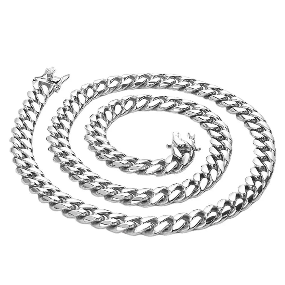 Cuban Link Chain Necklace Gold Stainless Steel Hip Hop Men Women