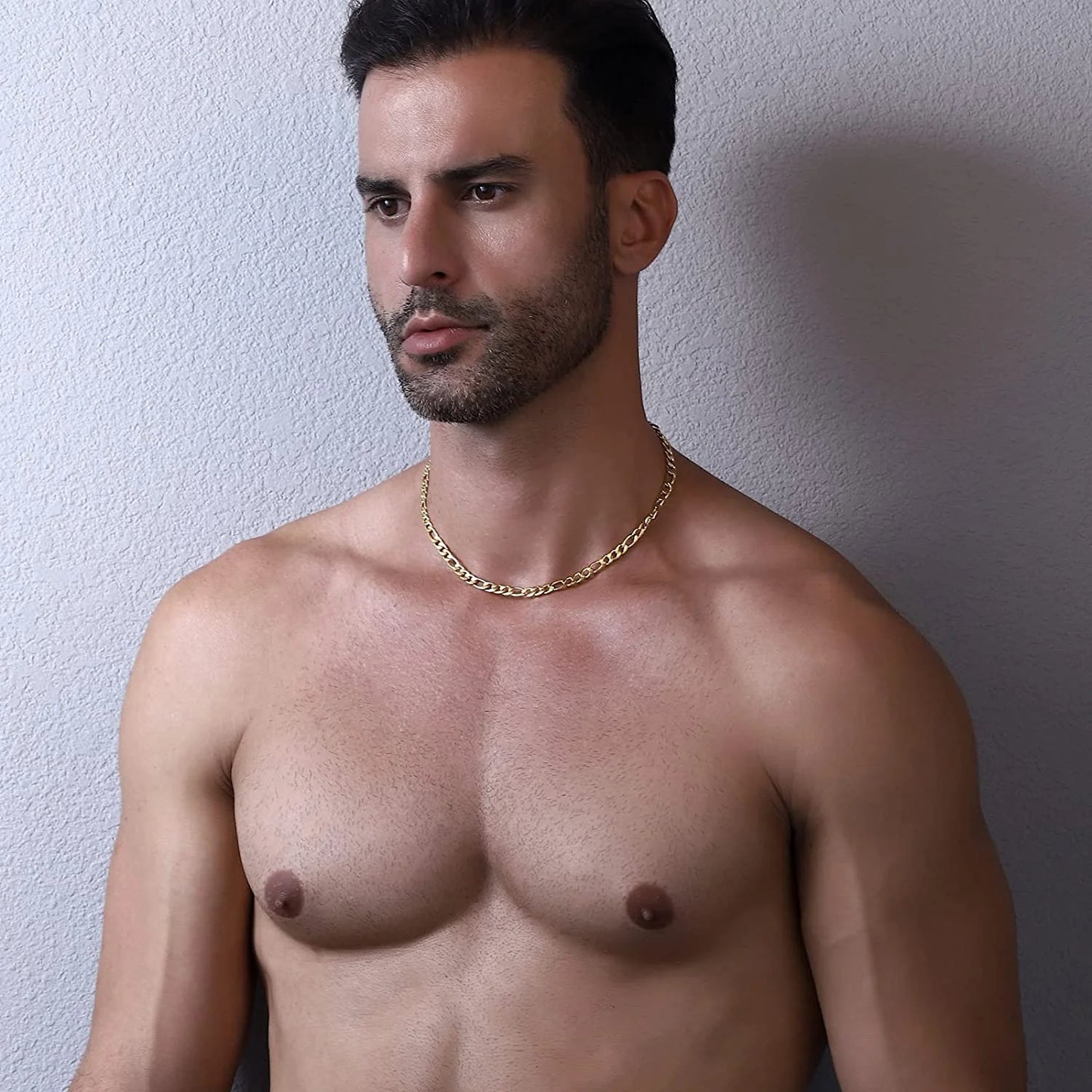 Layered Gold Cross Necklace for Men Boyfriend Son Dad Husband Brother Adult Male Young Stainless Steel Layered Figaro Twist Rope Chains Cross Pendant Necklaces Set Christian Religious Catholic Gifts