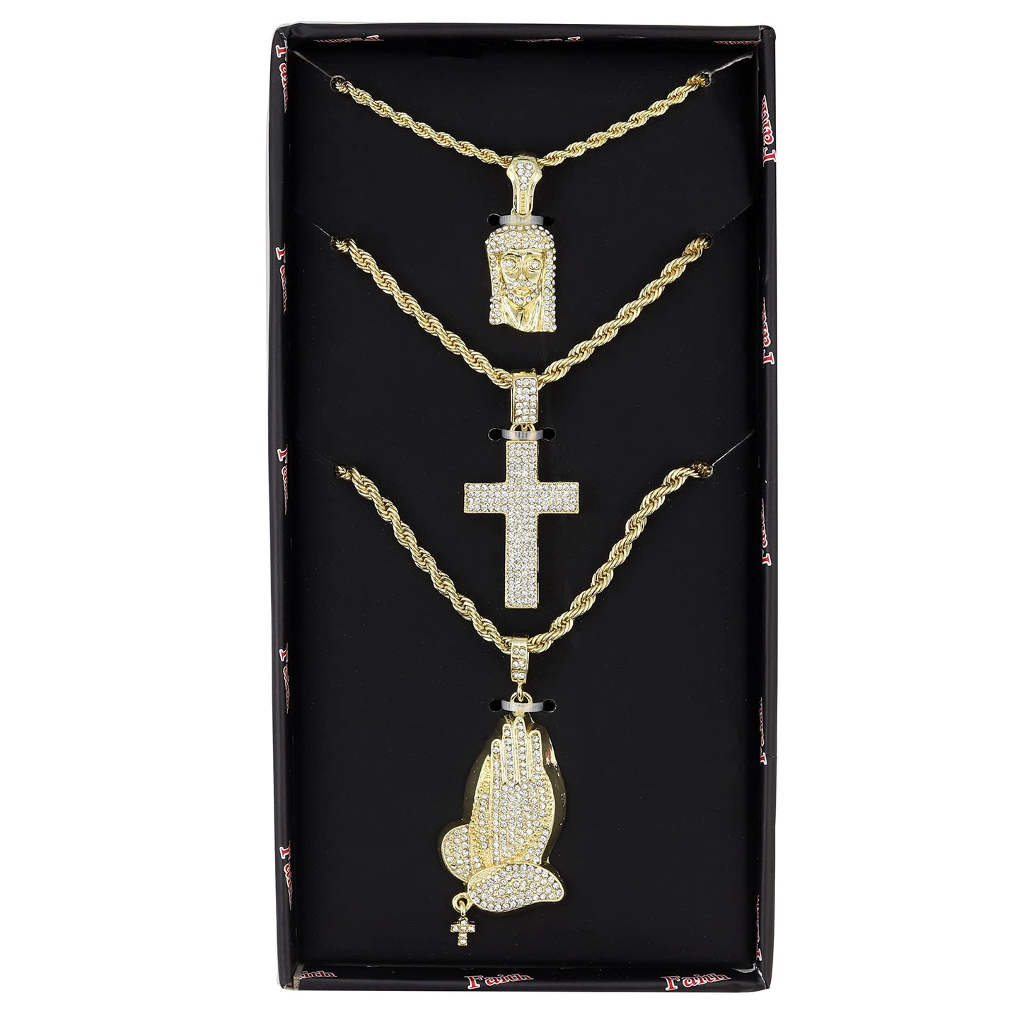Deck Your Neck with This Iced Out Selection of Layered Hip Hop Word Pendents on Twisted Rope Chains. Elevate Your Look - Shout Out Your Vibe! - GJM Neck 294 GOLD
