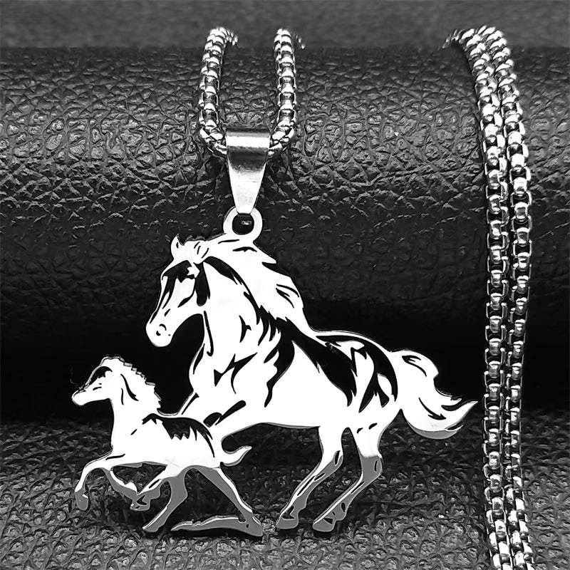Horse Head Pendant Necklace for Women/Men Stainless Steel Animal Accessories Chain Necklaces Gift Jewelry Colar Masculino N2026