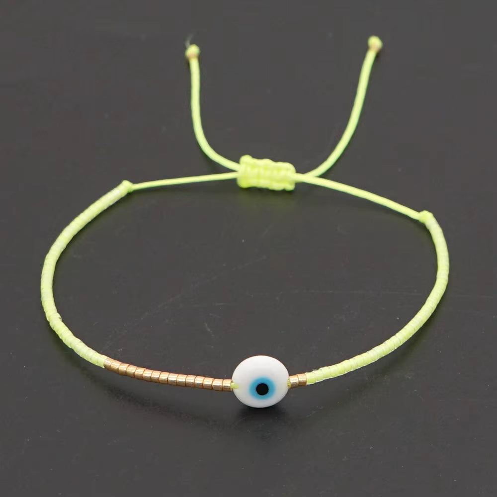 Easter Eye Rainbow Bracelet Tiny String Simple Bracelets Adjustable for Women Men Miyuki Beads Proetction Luck Multicolor