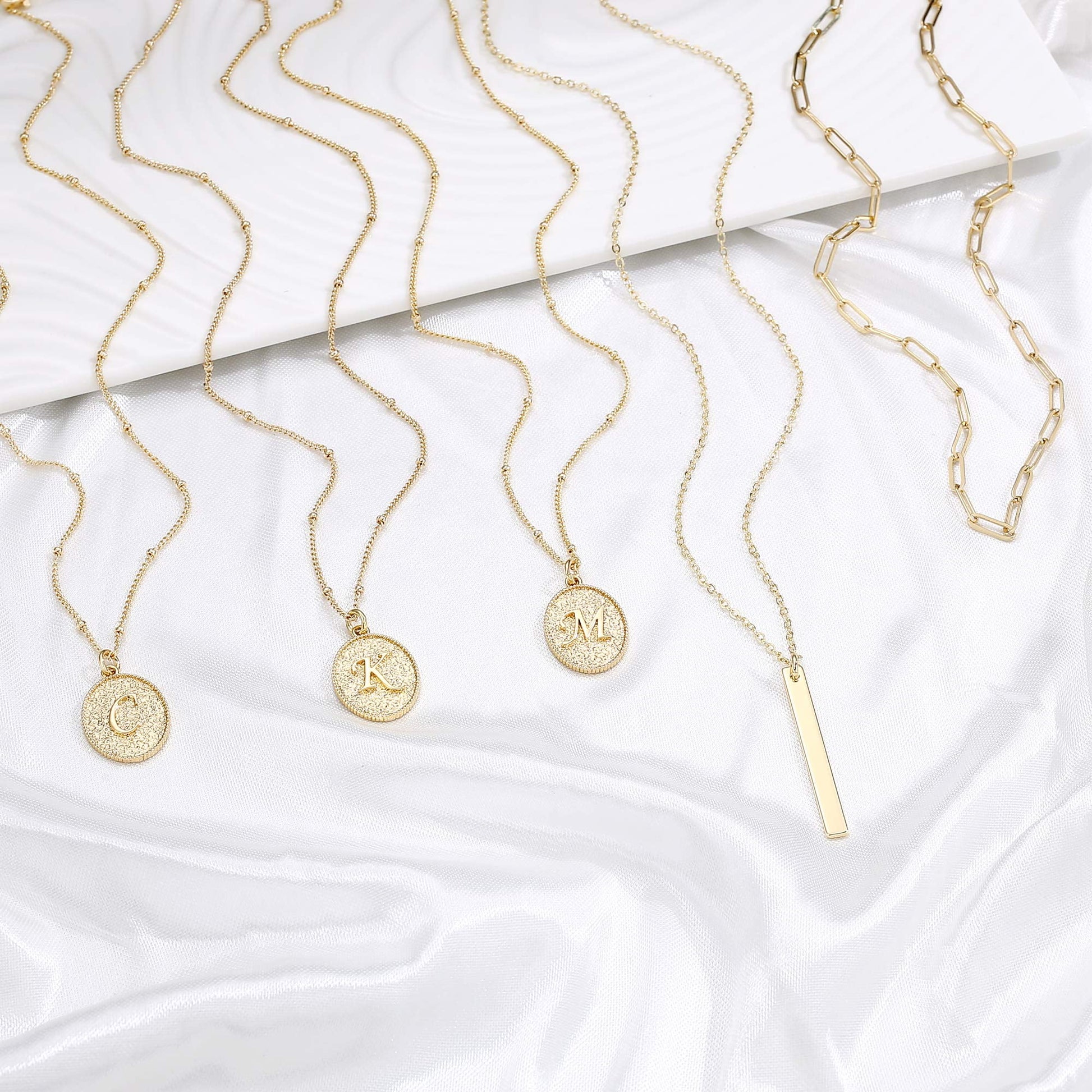 Gold Layered Initial Necklaces for Women 14K Gold Plated Paperclip Chain Necklace