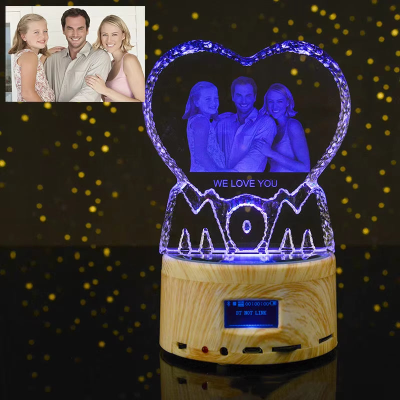 Rgb Lamp Love Crystal Custom 3D Laser Etched Photo Frame Engrave Crystal Glass Wedding Birthday Gift for Mom and Wife Lover