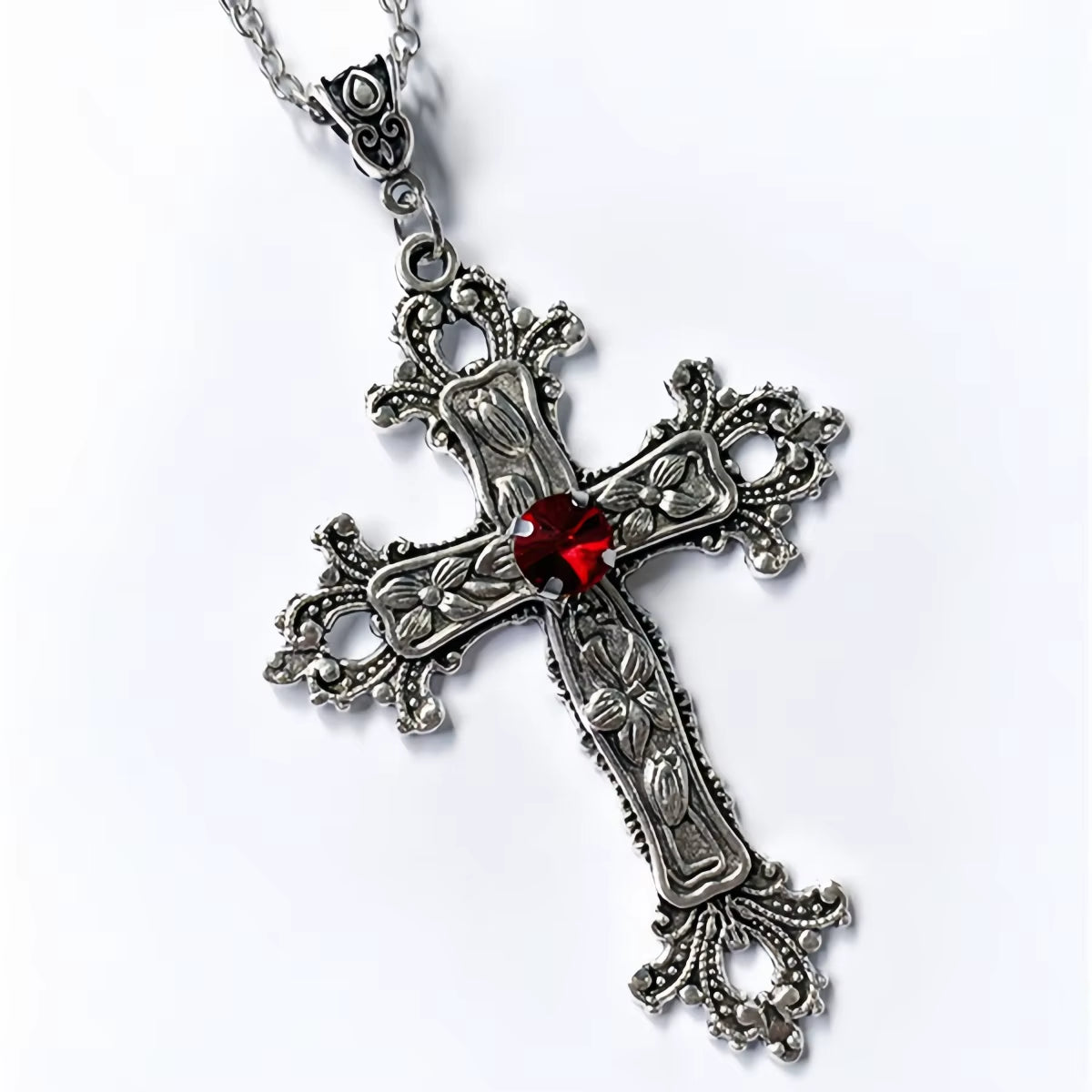 Y2K Punk Crystal Big Cross Pendant Necklaces for Women Men Gothic Irregular Cross Clavicle Chain Necklaces Aesthetic Jewelry