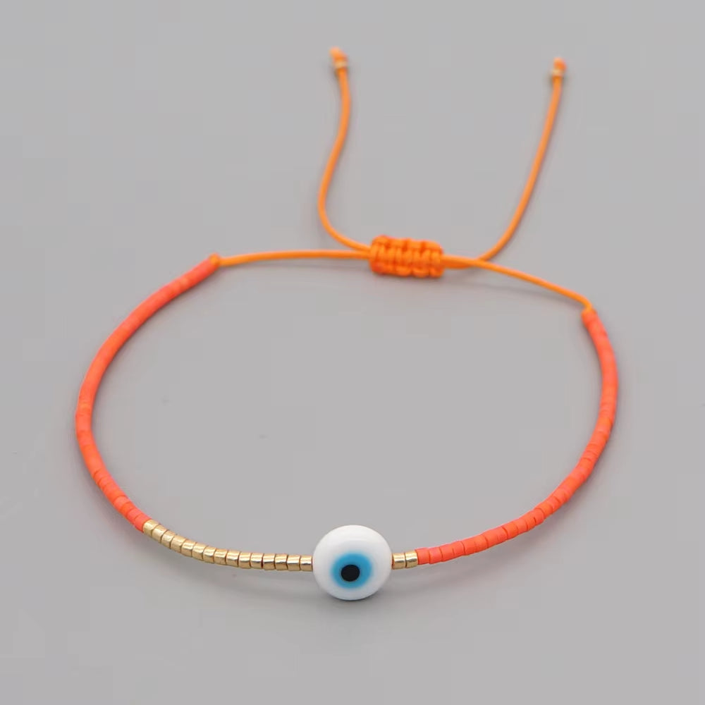 Easter Eye Rainbow Bracelet Tiny String Simple Bracelets Adjustable for Women Men Miyuki Beads Proetction Luck Multicolor