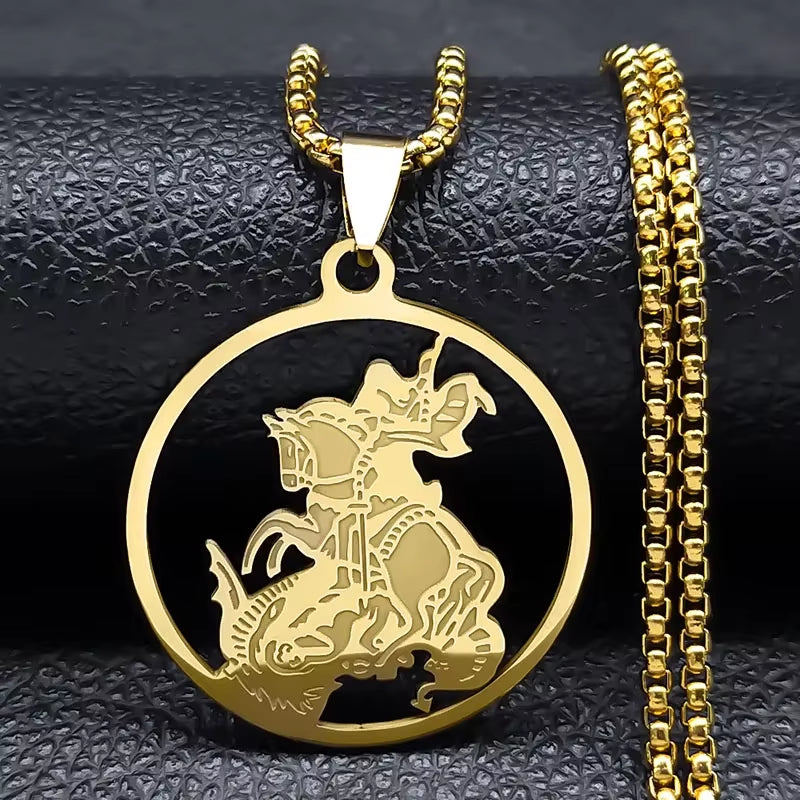 Seven Archangels Amulet Stainless Steel Necklaces Men Seal of Solomon Talisman Necklace Protection Jewelry Collar Hombre N1162S2