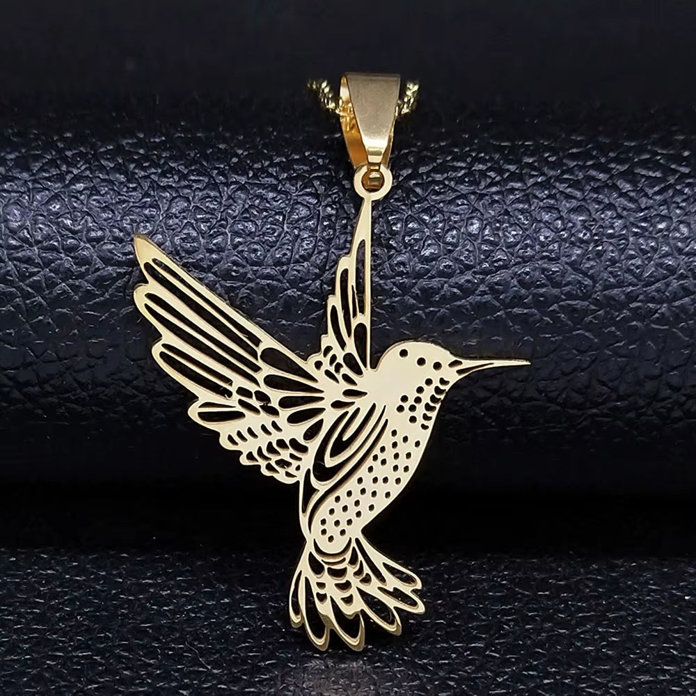 Hummingbird Pendant Stainless Steel Necklaces for Women Bird Necklace Hummingbird Colibri Jewelry Acero Inoxidable Joyeria N742