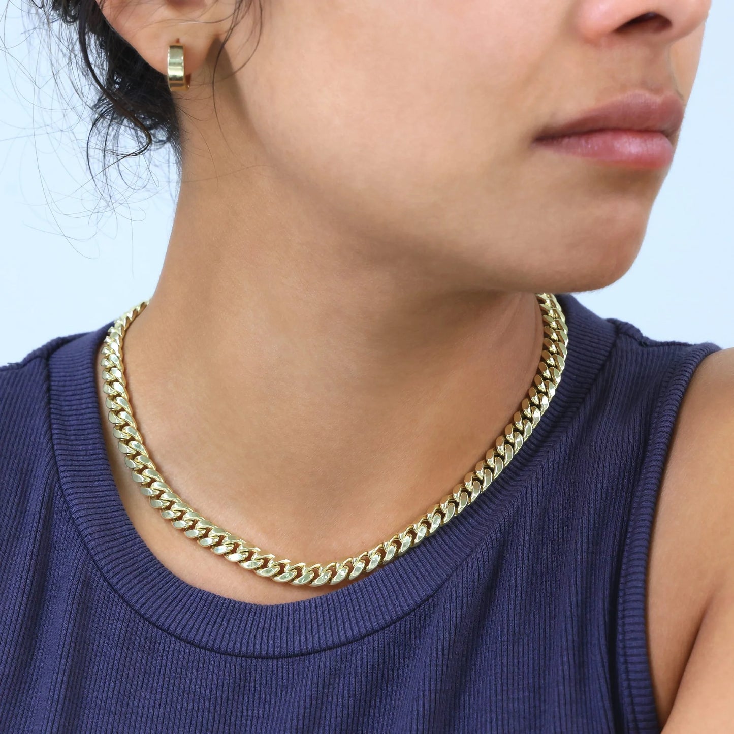 14K Real Yellow Gold Miami Cuban Link 7.5Mm Chain Necklace (16"-30") Italian Jewelry for Men & Women