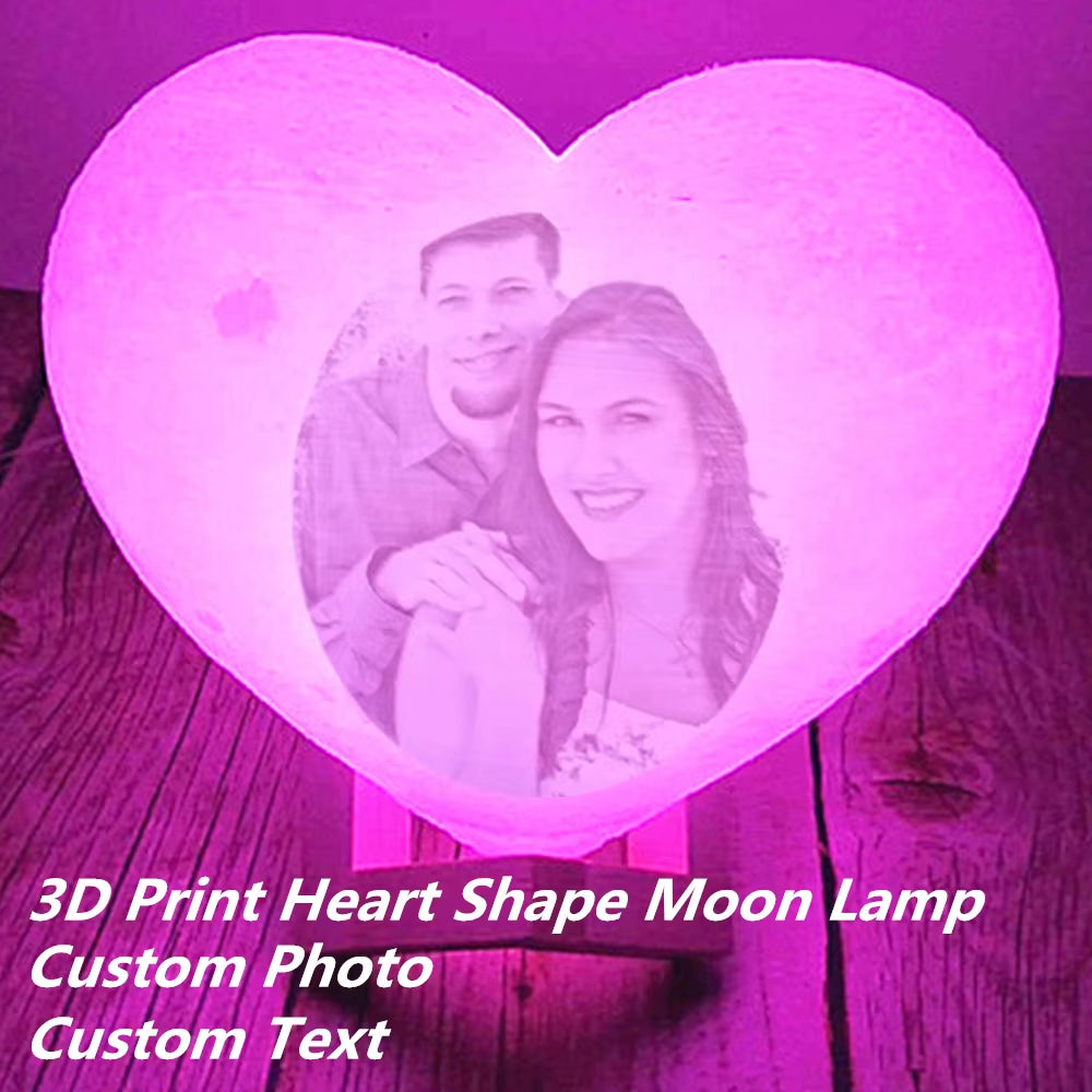 Dropshipping Customized Love Night Light 3D DIY Moon Night Lamp for Valentine'S Day Gift Text & Photo USB Rechargeab Heart Shape