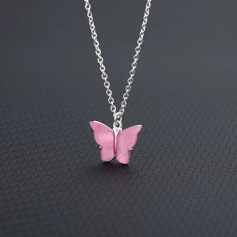 Cute Butterfly Necklaces for Women Acrylic Color Clavicle Choker Necklaces 2021 Fashion Boho Jewelry Collares Bijoux Femme