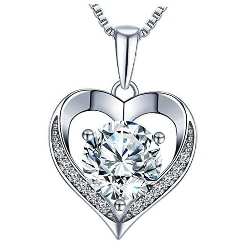 Heart Pendant Necklace Gifts for Wife, Engraved 'I LOVE YOU' Gift 2.0 Carats