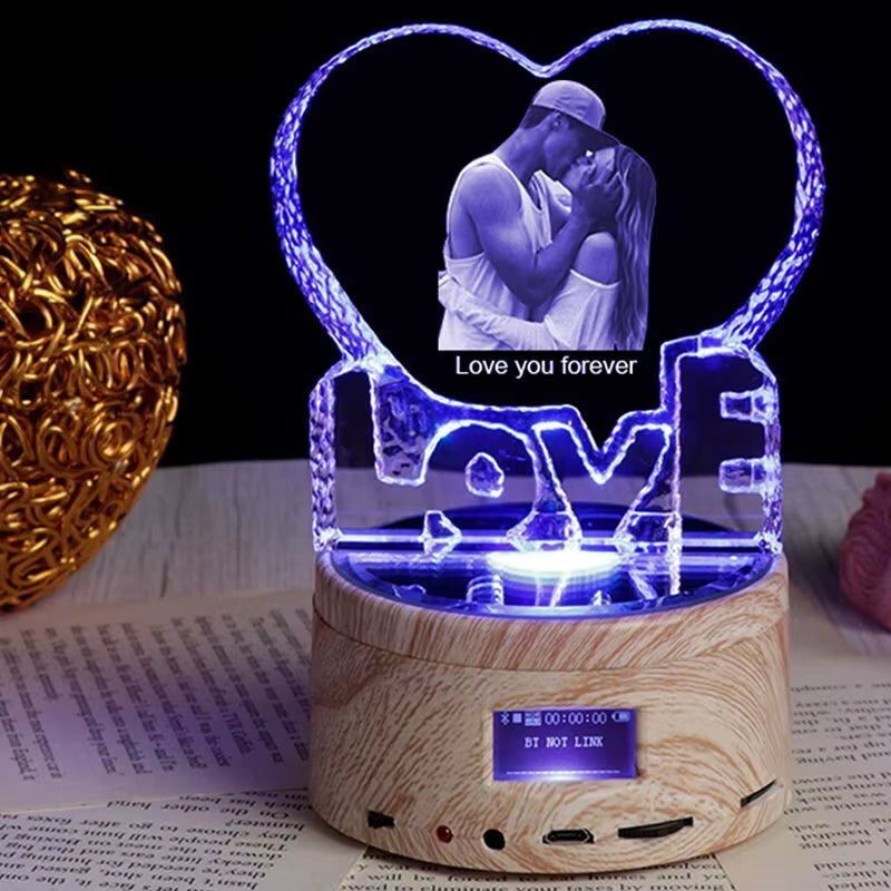 Rgb Lamp Love Crystal Custom 3D Laser Etched Photo Frame Engrave Crystal Glass Wedding Birthday Gift for Mom and Wife Lover