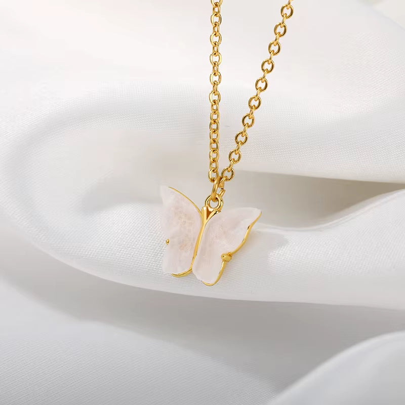 Cute Butterfly Necklaces for Women Acrylic Color Clavicle Choker Necklaces 2021 Fashion Boho Jewelry Collares Bijoux Femme