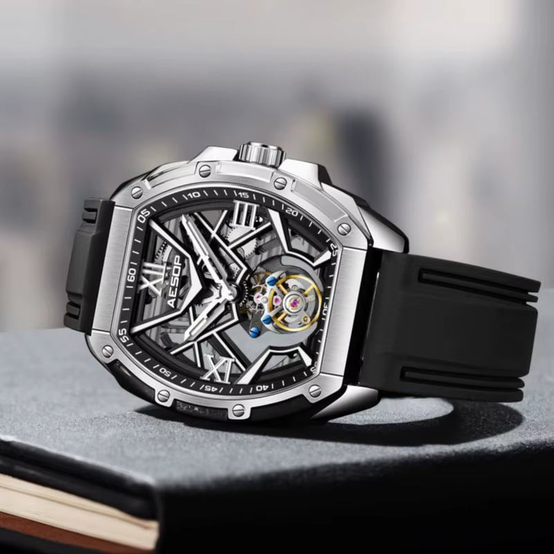 7059 Tourbillon Movement Watch for Man Skeleton Sapphire Luminous Men'S Manual Mechanical 50M Waterproof Watches RICHARD