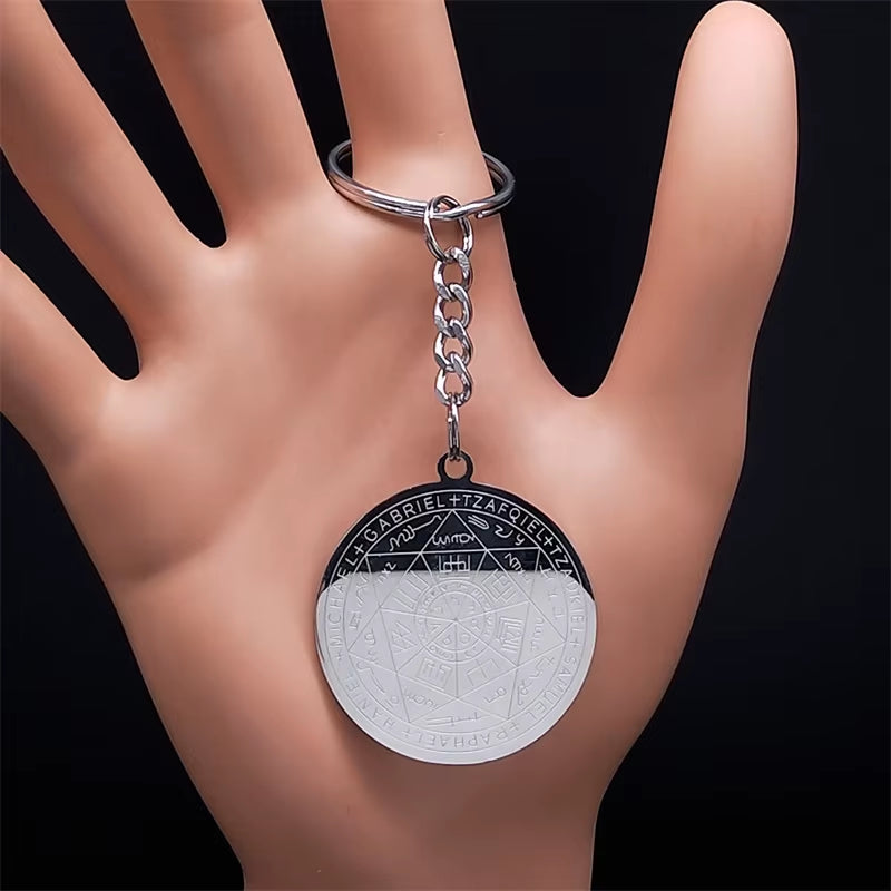 Seven Archangels Amulet Stainless Steel Necklaces Men Seal of Solomon Talisman Necklace Protection Jewelry Collar Hombre N1162S2