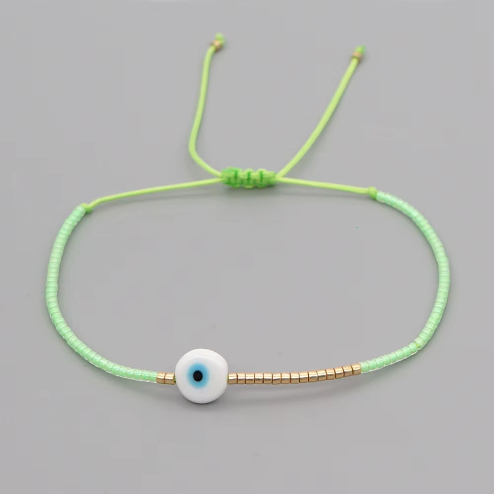 Easter Eye Rainbow Bracelet Tiny String Simple Bracelets Adjustable for Women Men Miyuki Beads Proetction Luck Multicolor