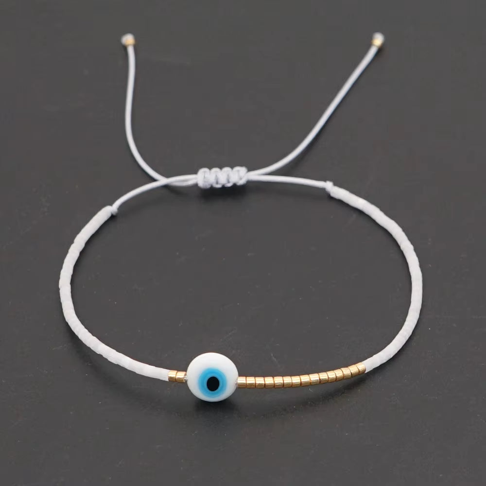 Easter Eye Rainbow Bracelet Tiny String Simple Bracelets Adjustable for Women Men Miyuki Beads Proetction Luck Multicolor