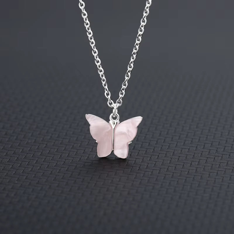 Cute Butterfly Necklaces for Women Acrylic Color Clavicle Choker Necklaces 2021 Fashion Boho Jewelry Collares Bijoux Femme