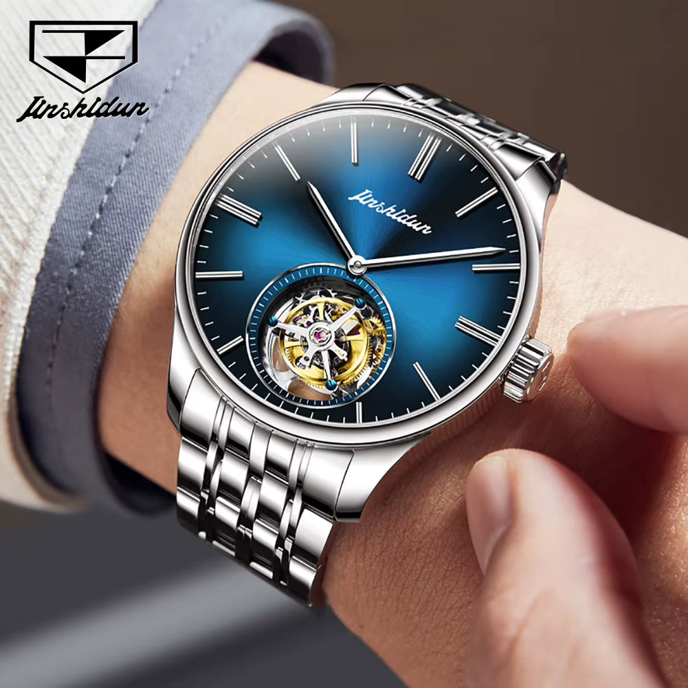 Tourbillon Watch  Men'S Watch Sapphire Mirror Stainless Steel 50M Waterproof Original Automatic Mechanical Watch for Men