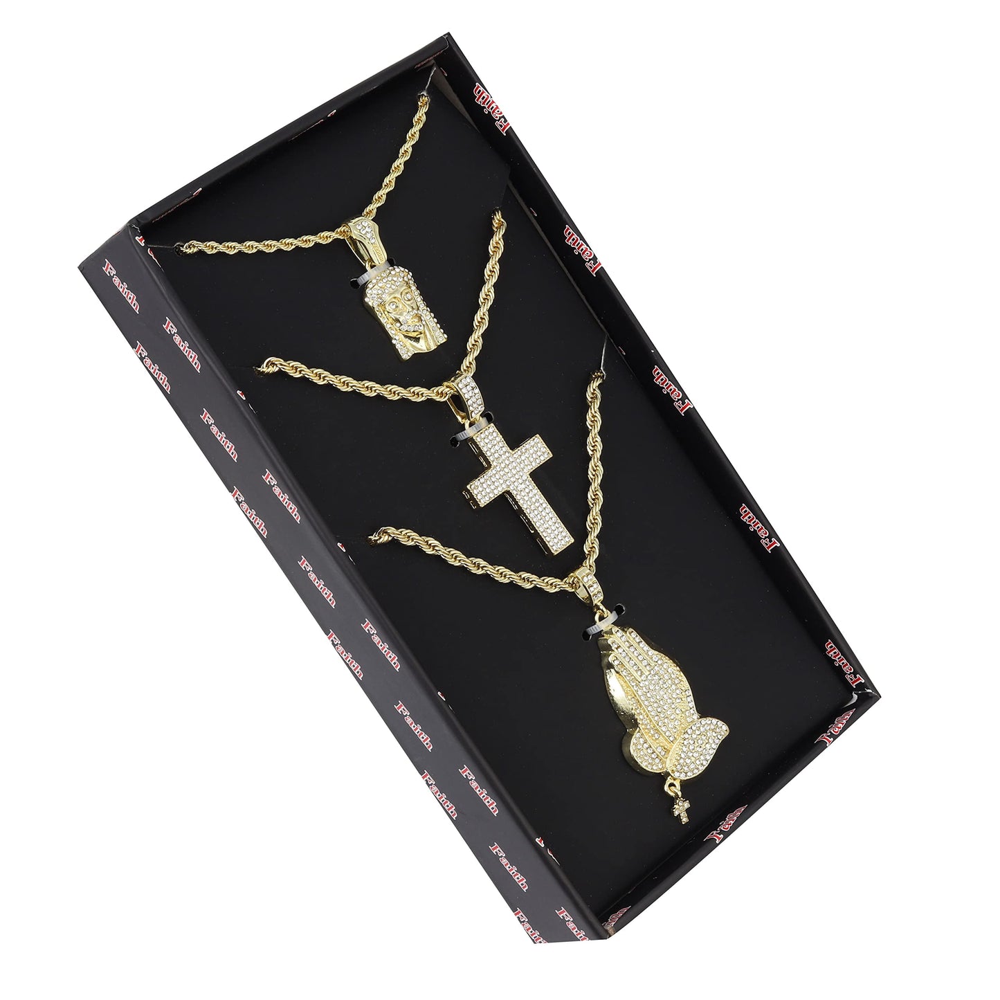 Deck Your Neck with This Iced Out Selection of Layered Hip Hop Word Pendents on Twisted Rope Chains. Elevate Your Look - Shout Out Your Vibe! - GJM Neck 294 GOLD