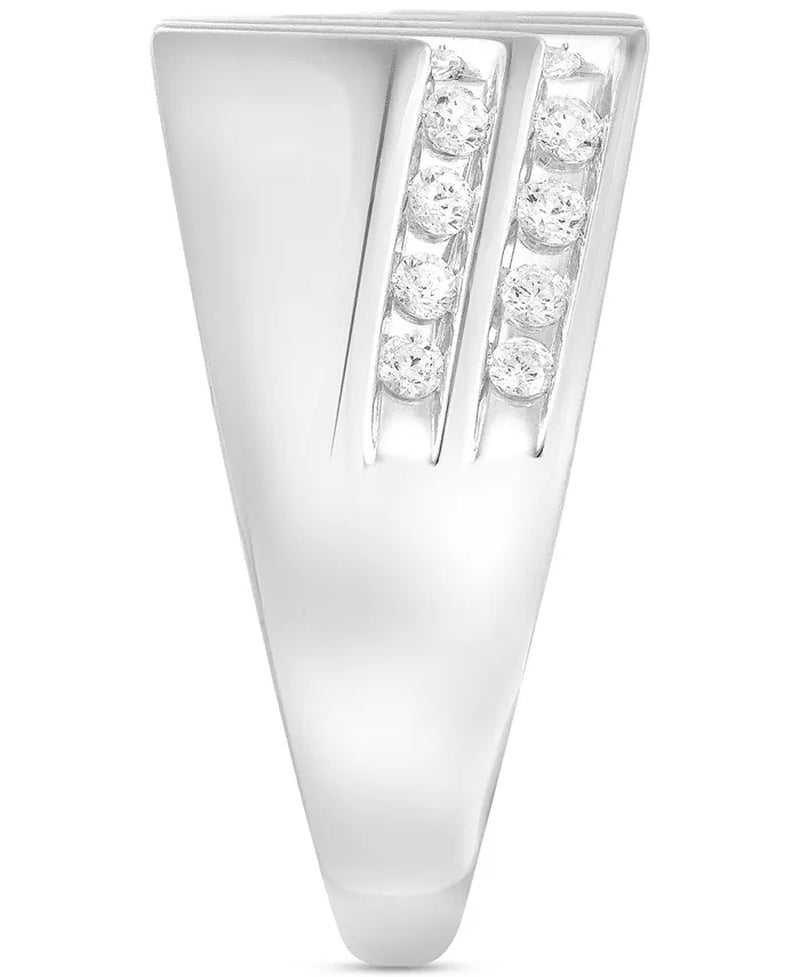 Men'S Diamond Diagonal Channel-Set Ring (1 Ct. T.W.) in 10K White, Yellow or Rose Gold