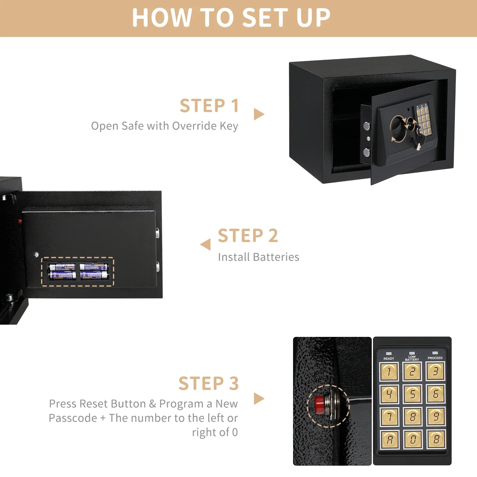 Safe Box 0.57 Cubic Feet Electronic Digital Safety Box, Keypad Lock Box, Office Hotel Home Safes