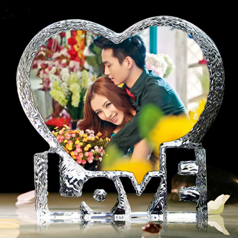 Color Love Crystal Photo Gifts Custom Picture Night Lamp Bluetooth Rotating Turntable Music Player Wedding Valentine'S Day Gift