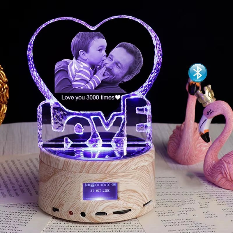 Rgb Lamp Love Crystal Custom 3D Laser Etched Photo Frame Engrave Crystal Glass Wedding Birthday Gift for Mom and Wife Lover