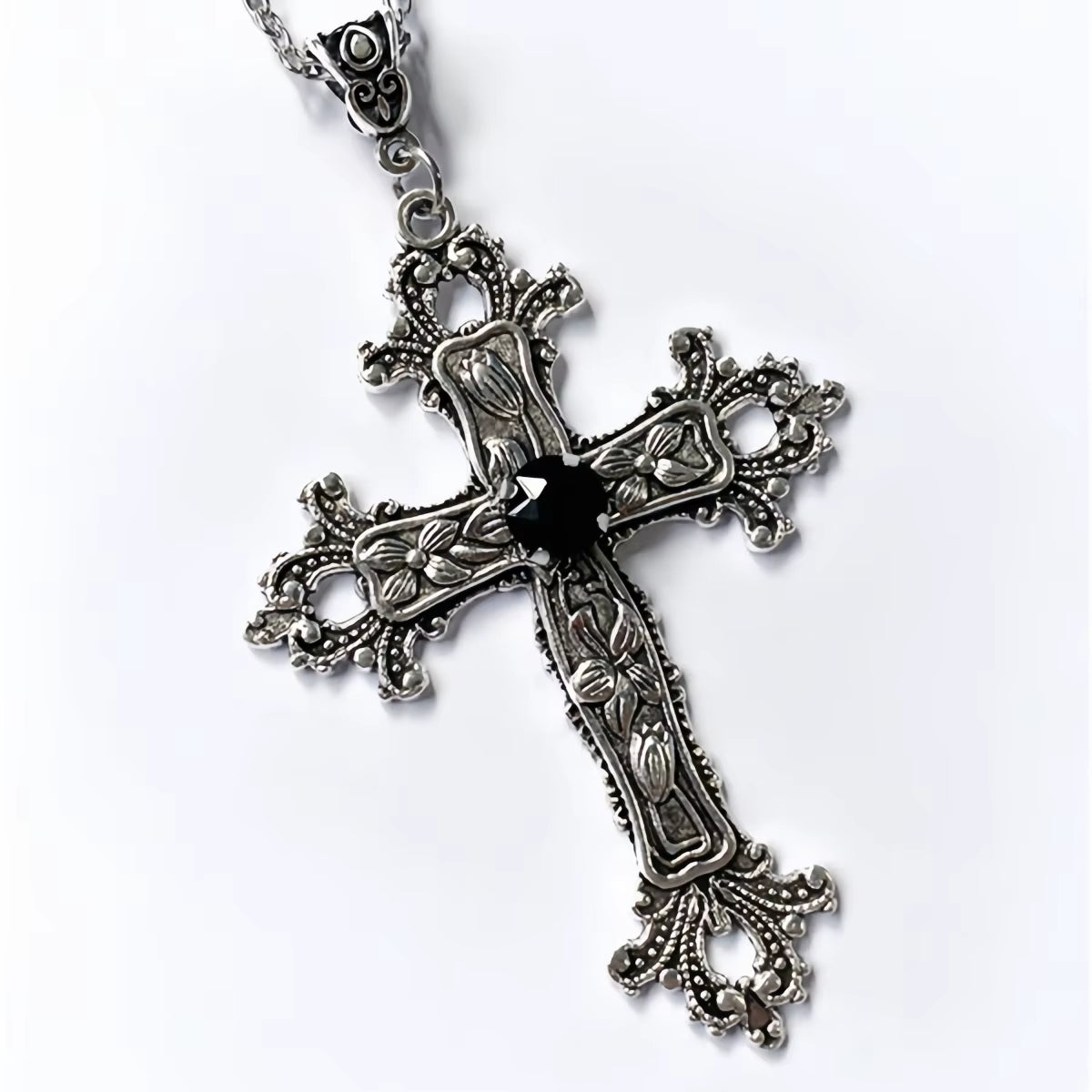 Y2K Punk Crystal Big Cross Pendant Necklaces for Women Men Gothic Irregular Cross Clavicle Chain Necklaces Aesthetic Jewelry