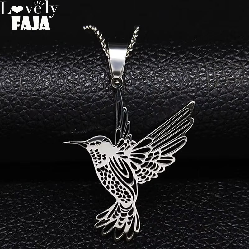 Hummingbird Pendant Stainless Steel Necklaces for Women Bird Necklace Hummingbird Colibri Jewelry Acero Inoxidable Joyeria N742