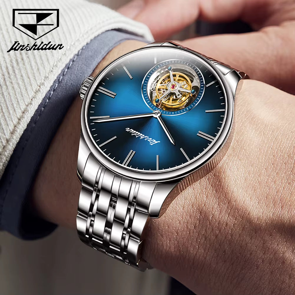 Tourbillon Watch  Men'S Watch Sapphire Mirror Stainless Steel 50M Waterproof Original Automatic Mechanical Watch for Men