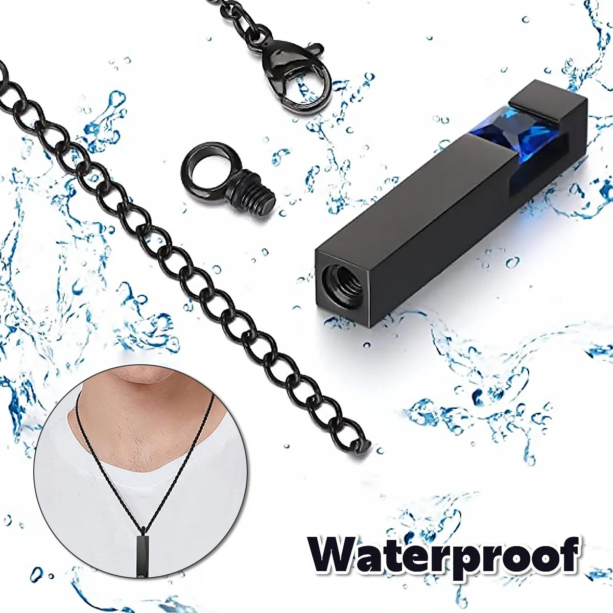 4Pcs Urn Necklace Set Stainless Steel Cremation Jewelry Heart Cylindrical Cross Rectangular Ashes Keepsake Waterproof Urn Memorial Pendant for Men Women