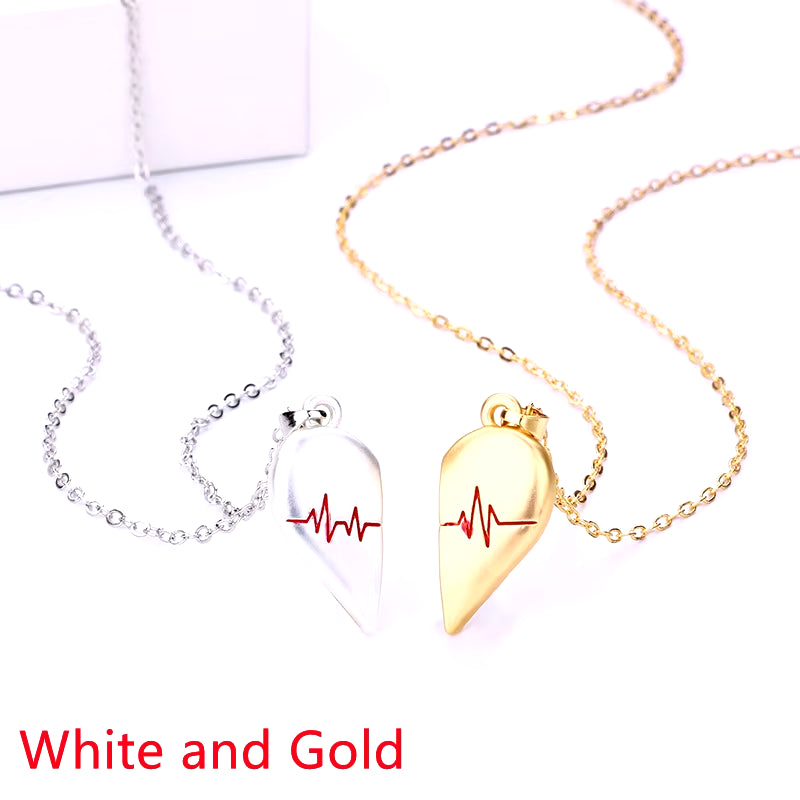 Korean Fashion Magnetic Couple Necklace for Lovers Gothic Punk Heart Pendant Necklace for Men Women Necklaces Party Gift Jewelry