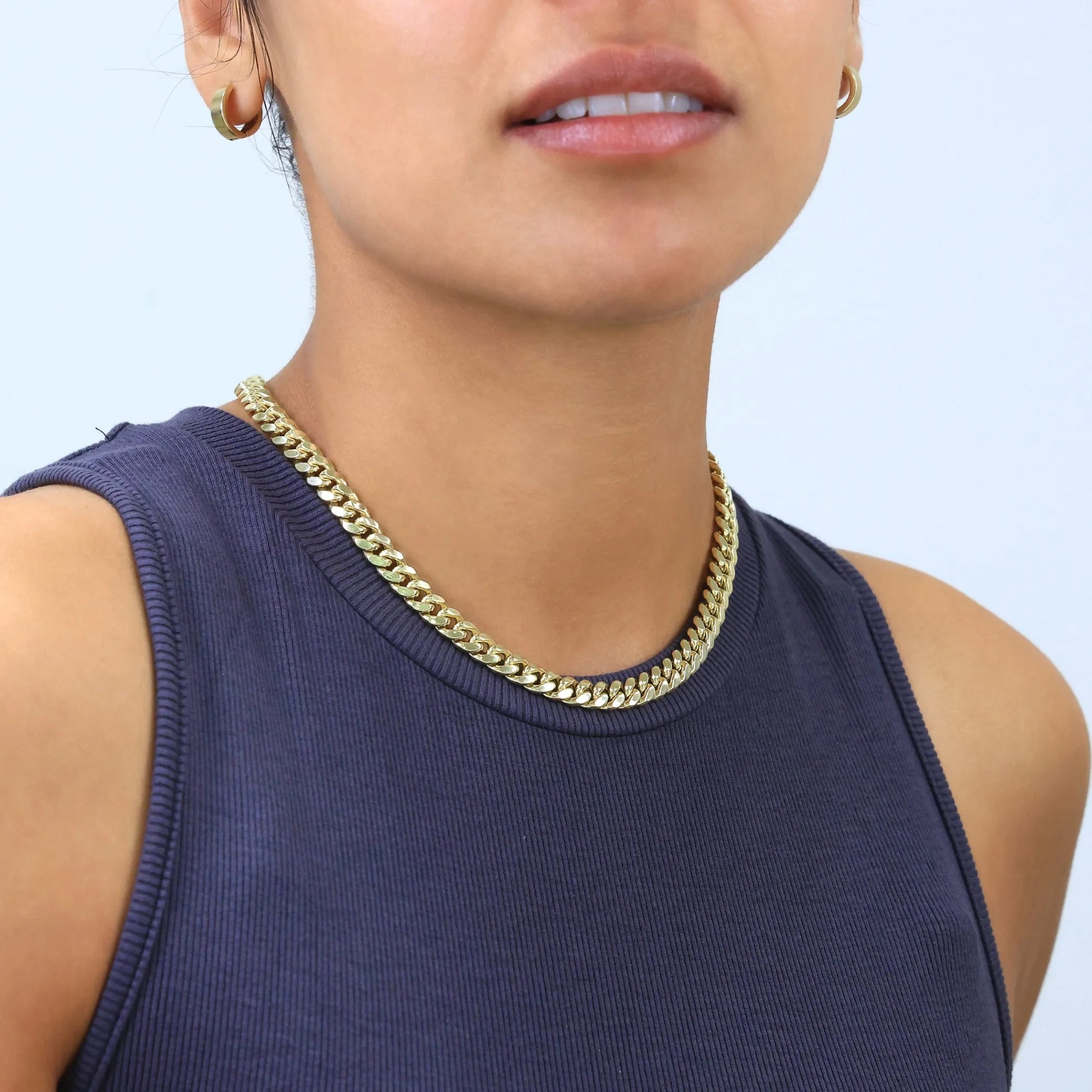 14K Real Yellow Gold Miami Cuban Link 7.5Mm Chain Necklace (16"-30") Italian Jewelry for Men & Women