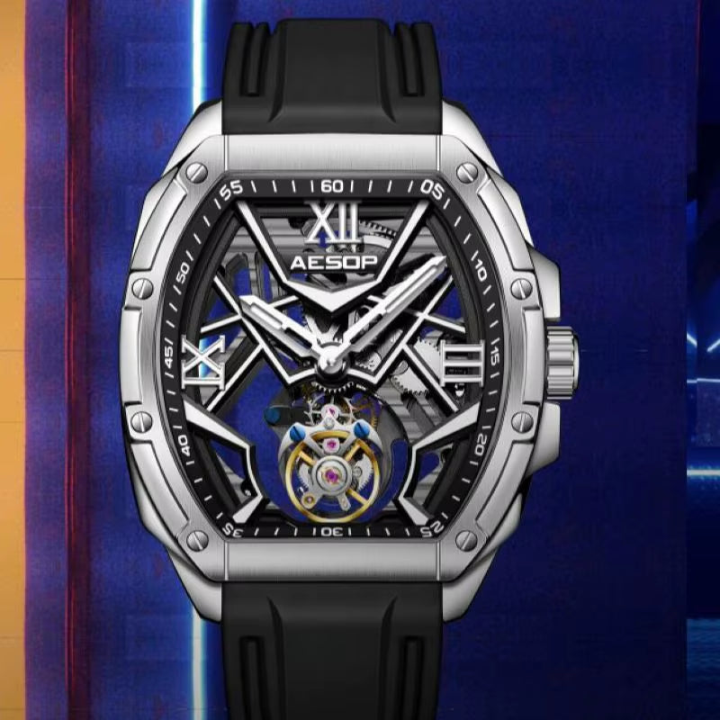 7059 Tourbillon Movement Watch for Man Skeleton Sapphire Luminous Men'S Manual Mechanical 50M Waterproof Watches RICHARD