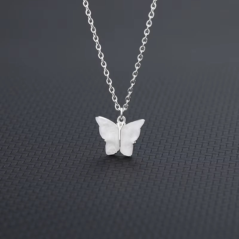 Cute Butterfly Necklaces for Women Acrylic Color Clavicle Choker Necklaces 2021 Fashion Boho Jewelry Collares Bijoux Femme