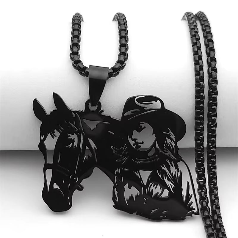 Horse Head Pendant Necklace for Women/Men Stainless Steel Animal Accessories Chain Necklaces Gift Jewelry Colar Masculino N2026