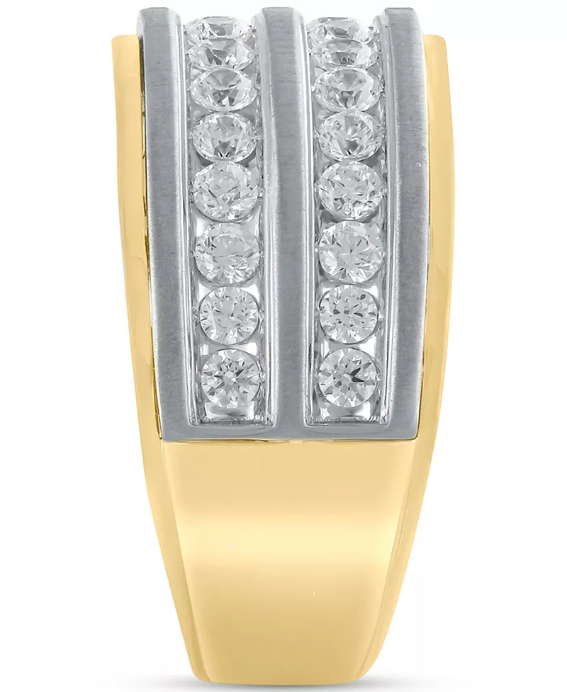 Men'S Diamond Double Row Band (1-1/2 Ct. T.W.) in 10K Two-Tone Gold