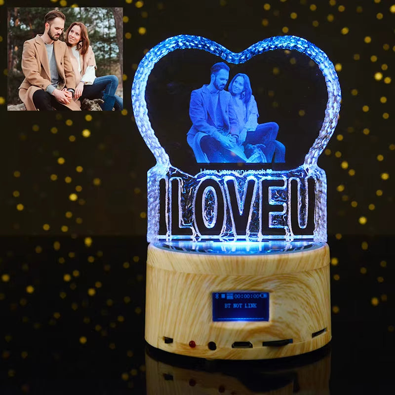 Rgb Lamp Love Crystal Custom 3D Laser Etched Photo Frame Engrave Crystal Glass Wedding Birthday Gift for Mom and Wife Lover