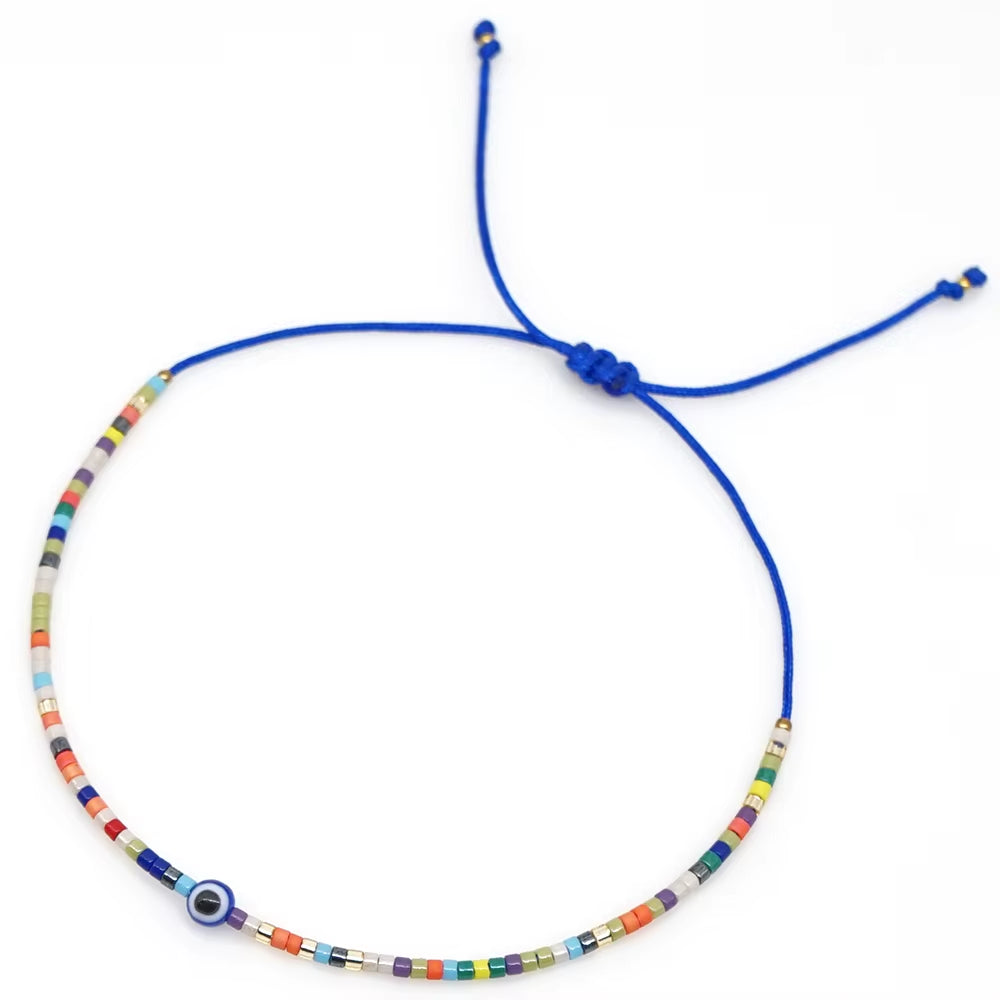 Easter Eye Rainbow Bracelet Tiny String Simple Bracelets Adjustable for Women Men Miyuki Beads Proetction Luck Multicolor