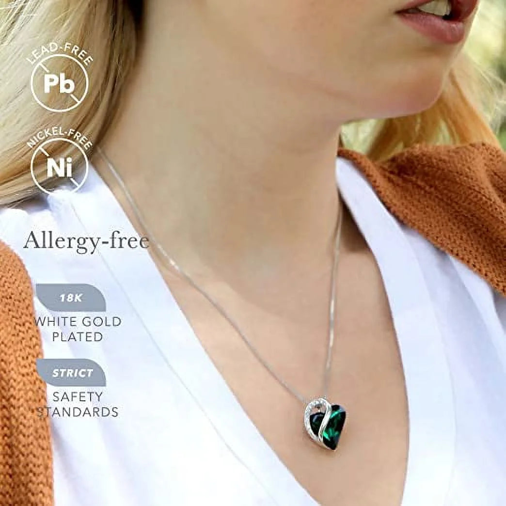 Womens Silver Plated Infinity Love Heart Pendant Necklace with Birthstone Crystals, Jewelry Gifts for Her, Anniversary Birthday Mother'S Necklaces for Wife Mom