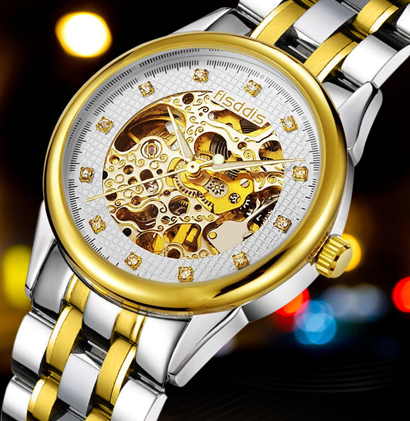 New Foreign Trade Luminous Mechanical Watches, Automatic Hollowing, Men'S Fashion Trend, Steel Machinery Watches