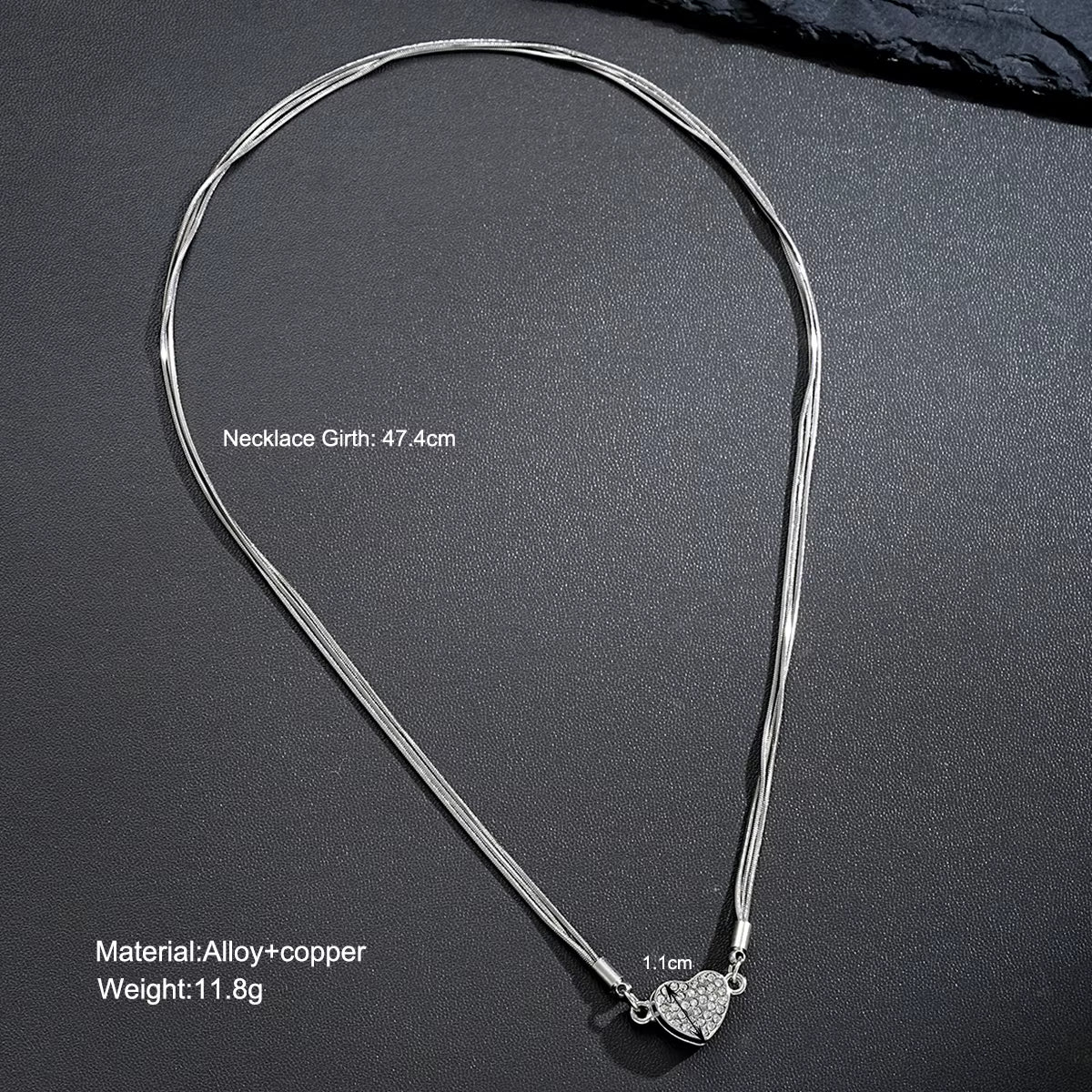 Elegant Heart Shaped Zircon Pendant Necklace Fashion Multilayer Magnetic Clasp Clavicle Chain for Women New Party Gift Jewelry