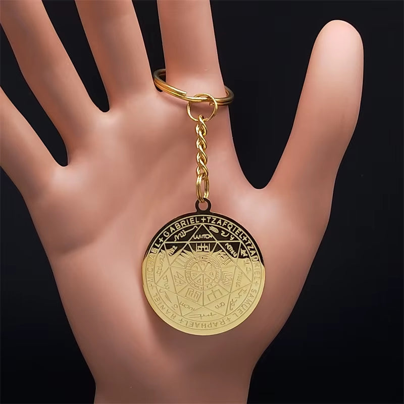 Seven Archangels Amulet Stainless Steel Necklaces Men Seal of Solomon Talisman Necklace Protection Jewelry Collar Hombre N1162S2