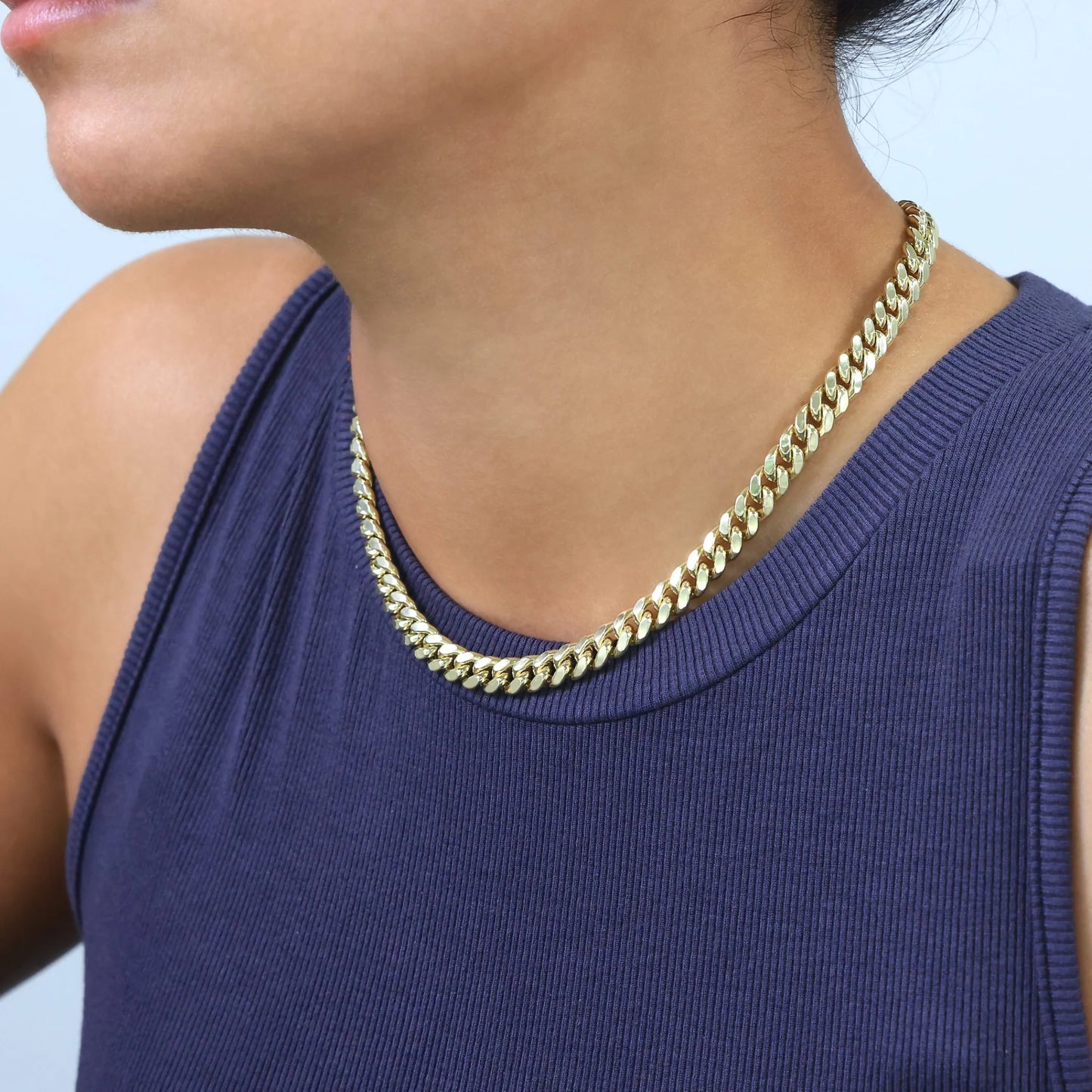 14K Real Yellow Gold Miami Cuban Link 7.5Mm Chain Necklace (16"-30") Italian Jewelry for Men & Women